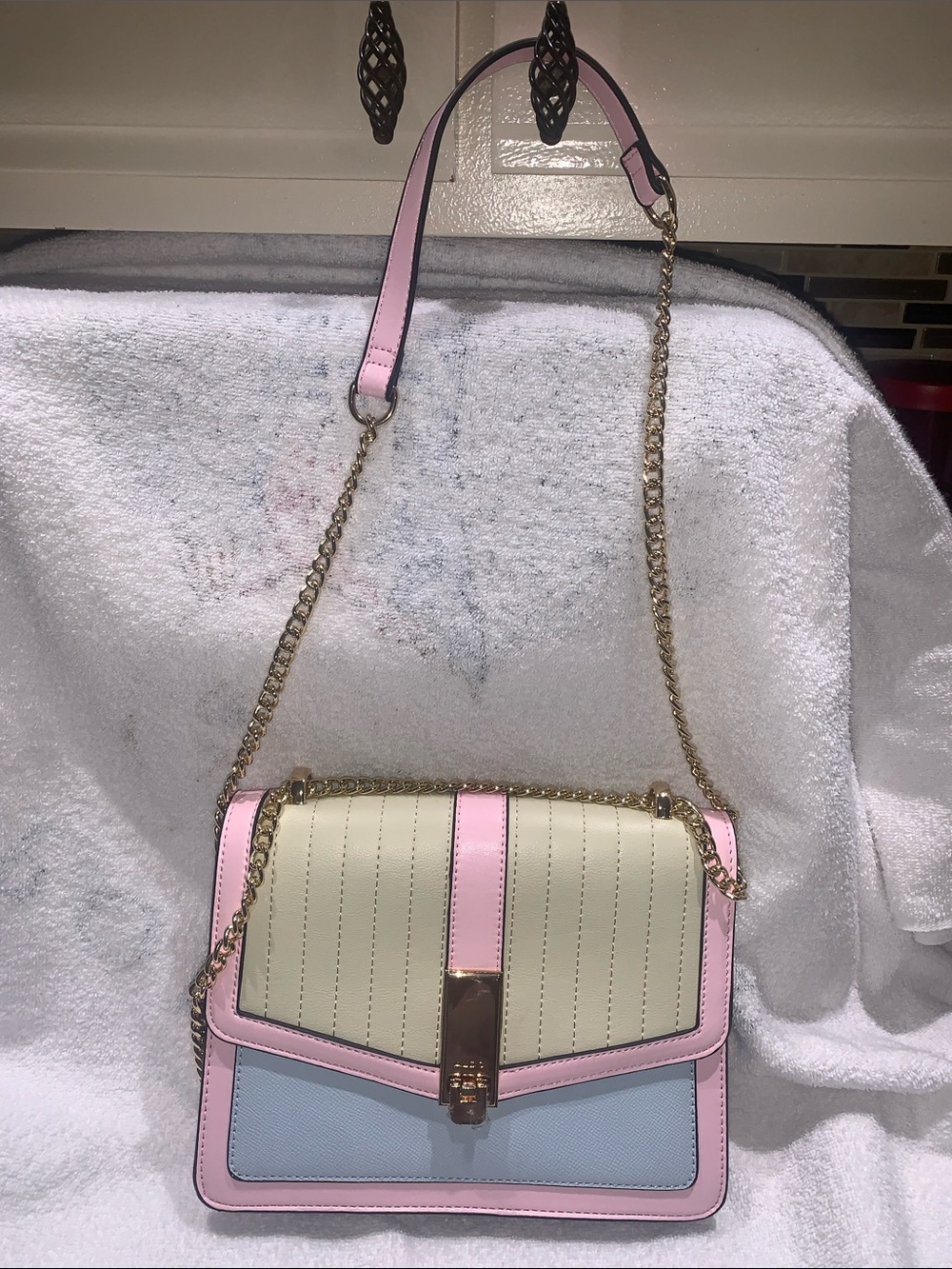Aldo Pastel Colorblock Shoulder Bag - Pink, Cream & Light Blue
